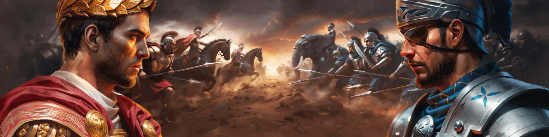 Cezar w wieńcu laurowym przed szarżą konnicy legionów